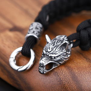 Armband Wolf Fenrir Paracord Vikin Armband Wolf Head Herren Original Schmuck Zubehör Custom Armband Armband - Product Image 3