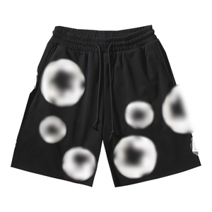 Set di Pantaloncini Casual da Uomo in Denim Strappato, Vita Media, 100% Cotone Lavorato a Maglia, con Coulisse <span class=keywords><strong>e</strong></span> Stampa a Rilievo Antivento - Product Image 1