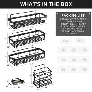 Ensemble de paniers de <span class=keywords><strong>douche</strong></span> en fer antirouille, sans perçage, adhésif, organisateur de salle de bain, étagères gain de place, quatre niveaux, outils modernes et durables - Product Image 2