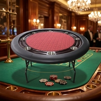 Table de poker octogonale en bois massif de style casino pour 8 joueurs avec porte-gobelets intégrés et surface de jeu en feutre pour les jeux à domicile