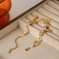 Bracelet réglable en acier inoxydable avec perles étoile de mer et coquillage, design Niche Océanique, pour femme, plage d'été