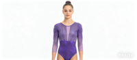 Justaucorps de gymnastique pour enfants Purple Mystique, brillant, pour compétition, manches 3/4, performance, spandex/nylon, logo personnalisé pour filles
