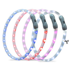 <span class=keywords><strong>Collier</strong></span> lumineux LED <span class=keywords><strong>pour</strong></span> <span class=keywords><strong>chien</strong></span> en silicone imperméable IPX7 rechargeable <span class=keywords><strong>électrique</strong></span> découpable de conception professionnelle d'usine OEM - Product Image 1