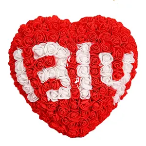 توريد المصنع هدايا على شكل قلب وردي من البولي إيثيلين رغوة زهور صناعية قلب ورد عيد الحب للأمهات