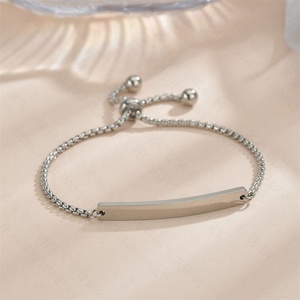 Dainty Children's Jewelry Bracelet Custom Stainless Steel <b>Engraved</b> Blank bar Charm Bracelet - Product Image 4