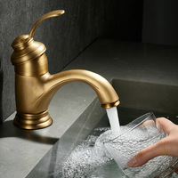 Robinet de lavabo moderne minimaliste en laiton style antique, eau chaude et froide, avec cartouche céramique, pour salle de bain, maison, hôtel