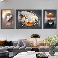 Peinture murale abstraite de luxe moderne, ensemble de 3 tableaux en porcelaine cristalline, vente en gros pour décoration de salon et maison, encadrée