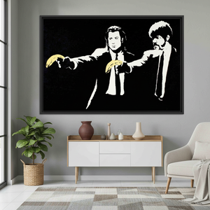 Elegant Banksy Banana Graffiti Printed Canvas Artwork for Modern Decor,<b>BLACK</b> <b>FRAMED</b> CANVAS - Product Image 3