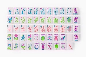 Jeu de Mahjong Américain de Luxe Neon Garden Portable 160 Tuiles avec Motifs Floraux et Faunaux Lumineux en Acrylique Brillant pour des Soirées de Jeu Vibrantes - Product Image 4