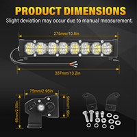 Barre lumineuse LED étanche IP67 pour remorque, VTT, 4x4, voiture, 12 pouces, 40W, projecteur combiné, montage sur grille, lampe de conduite
