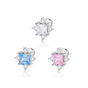 Star Shape Stud Earrings 925 Silver Claw Setting Zinc Alloy Fashion Jewelry Gift For Women And Men - Product Image 1