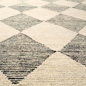 Hand Knotted Wool Area Rug Modern Black White Geometric Diamond <b>Carpet</b> Custom Size Handmade - Product Image 1
