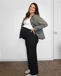 <span class=keywords><strong>Pantalon</strong></span> d'été léger à jambes larges pour <span class=keywords><strong>femme</strong></span> <span class=keywords><strong>enceinte</strong></span> avec soutien intégré pour l'abdomen - Product Image 3