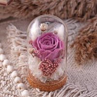 Rose éternelle préservée sous cloche en verre 2025 – Ornement artisanal créatif pour mariage et Noël