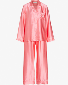 Raso camicia da notte Robe Set Lingerie 100% seta Posh rosa <span class=keywords><strong>Pj</strong></span> Set con maschera per gli occhi pigiameria pizzo pigiama morbido indumenti da notte Sexy - Product Image 4