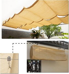 Vague tissée télescopique pare-soleil <span class=keywords><strong>filet</strong></span> extérieur pare-soleil <span class=keywords><strong>filet</strong></span> maison auvent HDPE crème solaire tissu ombre maille - Product Image 3