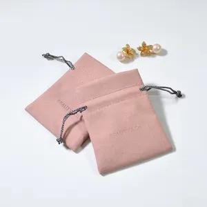 Wholesale Custom Small Jewelry Bag Gift Pouch Dust Bag Pochette Bijoux Microfiber Drawstring Bag