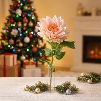 Fleur de Dahlia Artificielle à Toucher Réel, Tige Unique, pour Décoration de Salon, Entrée, Hall d'Hôtel, Vase de Table