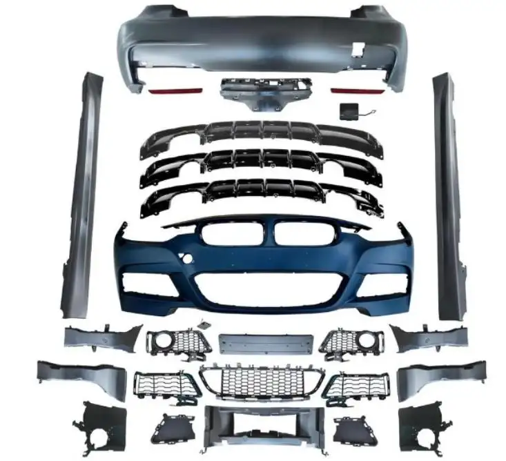مجموعة هيكل M-Tech F30 مخصصة لبي إم دبليو 3 سلسلة ملحقات المصد الأمامي بدون فتحة شبكة الناشر الخلفي غطاء التنورات الجانبية العادم