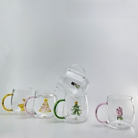 Gobelet en verre 3D créatif en forme de sapin de Noël, coloré et festif, pour boissons chaudes et froides, cadeau de Noël, usage domestique