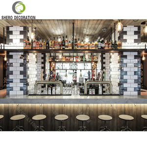 Comptoir de travail pour café de luxe, design de section café, doré, de haute qualité, avec cloison en métal, décoration, mobilier de café - Product Image 1