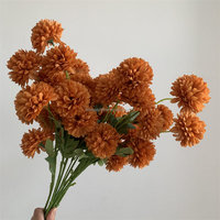 L-319 Orange Automne 5 Têtes Fleurs Artificielles en Soie Pompon pour Centres de Table de Mariage d'Automne Fourniture en Gros