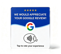 Support de table en acrylique 12 cm pour carte de commentaires Google NFC, compatible NFC213 13,56 MHz, Tap to Review, OEM/ODM personnalisé, prêt à être expédié, en stock