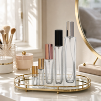 Flacon de parfum carré transparent personnalisé en gros avec bouchon métallique de luxe et atomiseur à fine brume – Flacon vide pour vaporisateur de parfum