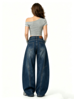 Vaqueros Vintage Horseshoe para Mujer, de Cintura Alta, Pierna Curva, Vaqueros Rotos, con Corte 3D, Pantalones Distressed Estilo Barril, Streetwear 2026