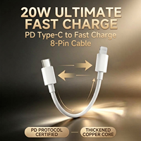 Câble de charge pour téléphone en gros, câble USB de charge rapide PD 20W, câble de données Type-C vers 8 broches pour chargeur iPhone 14 Pro Max 13 12 TPE
