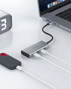 适用于MacBook XPS的PULWTOP 5合1 Usbc多端口适配器扩展坞Usb C至以太网Usb 3.0适配器转换器集线器