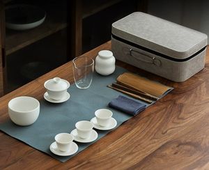 Service à thé Kung Fu moderne Westgreen pour l'examen des artistes de voyage et l'enseignement Sac blanc de Chine portable avec logo personnalisé <span class=keywords><strong>Gaiwan</strong></span> - Product Image 3