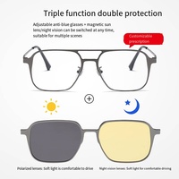 Lunettes de soleil polarisées 3-en-1 à vision nocturne 3D magnétiques à clipser pour pilotes, monture métallique, pour femmes et hommes, compatibles avec les verres de prescription pour myopie, collection 2024