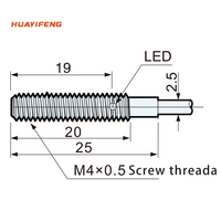 Capteur de proximité inductif compact cylindrique HuaYiFeng, filetage M4*0.5, diamètre extérieur de 4 mm, IP67, NPN PNP