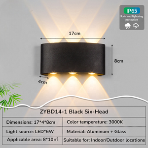 โคมไฟติดผนัง LED ทันสมัย สำหรับภายในและภายนอกอาคาร ให้แสงสว่างขึ้นลง เหมาะสำหรับตกแต่งบ้าน - Product Image 3