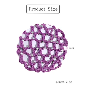 2025 HB0001 Chignon avec filet à cheveux en diamant, élastiques à cheveux de danse classique pour filles et femmes, accessoires - Product Image 3