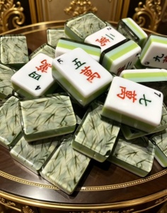 Bespoke <b>Mahjong</b> High-end Custom Grass-Green 4-Layer Acrylic American <b>Mahjong</b> <b>Set</b> with Gold Powder Interior, Premium Collectible - Product Image 4
