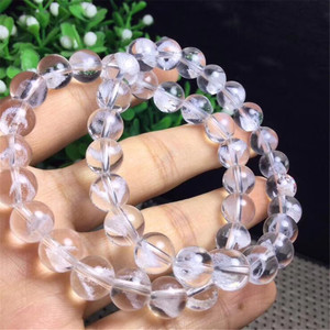 Natural Different Size <strong>Clear</strong> Crystals <strong>Quartz</strong> White Angel Aura Ghost Crystal Healing <strong>Bracelet</strong> - Product Image 3