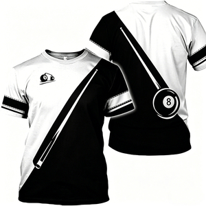 Camiseta S.Q.F para Hombre, Diseño 3D de Bola 8, Sublimación, Bloques de Color Diagonales, Dos Tonos, Manga Corta, Estilo Casual Deportivo, Ropa Urbana, Regalo - Product Image 3