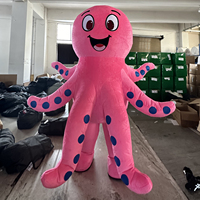 Costume de mascotte gonflable pieuvre rose mignonne avec taches bleues, déguisement géant d'animal marin pour mariage et carnaval