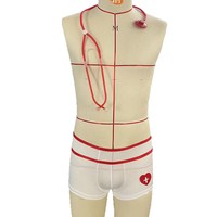 Livraison rapide, caleçons de cosplay pour hommes, infirmier, médecin, broderie de croix rouge, bordure contrastée, costume sexy, sous-vêtements intimes