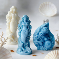 Bougie parfumée 3D Sirène sculptée en gros, en cire de soja, motif coquillage en relief, thème océan, décoration côtière pour la maison, cadeau
