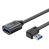 Cable de Datos USB 3.0 con Adaptador en Ángulo Izquierdo/Derecho de 90 Grados para Ratón, Unidad Flash USB, Extensión, Niquelado