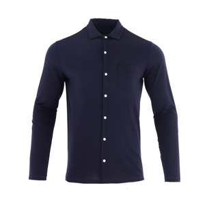 <span class=keywords><strong>Jersey</strong></span> de Manga Larga de <span class=keywords><strong>Lana</strong></span> <span class=keywords><strong>Merino</strong></span> Azul Marino para <span class=keywords><strong>Hombre</strong></span>, Camisa de Botones con Estampado Sólido y Serigrafía - Product Image 1