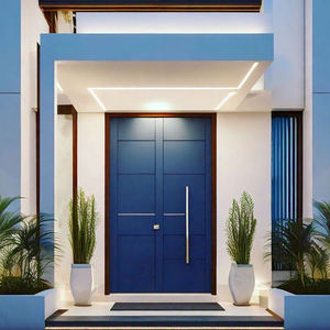 Porte d'entrée moderne ZEKIN DOOR, en métal noir, sécurité, entrée principale, style pivotant, étanche, acier inoxydable, verre français - Product Image 6