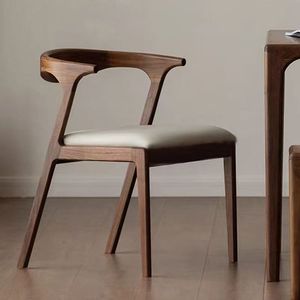 Chaise <span class=keywords><strong>de</strong></span> salle à manger ergonomique en bois <span class=keywords><strong>de</strong></span> <span class=keywords><strong>noyer</strong></span> clair avec coussin d'assise rembourré doux - Product Image 5