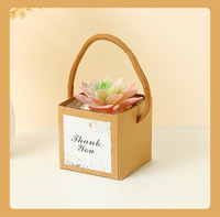 Mini boîte à plantes en pot en papier kraft recyclable et personnalisable, boîte carrée étanche à fleurs à la main, emballage pliable, vente en gros