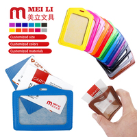 Dompet tempat kartu ID kulit PU kustom tempat kartu bisnis kartu tempat lencana nama bening dengan Logo