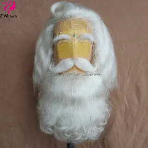 Profesional Lace Depan Santa Claus Jenggot + Wig untuk Natal Pemain