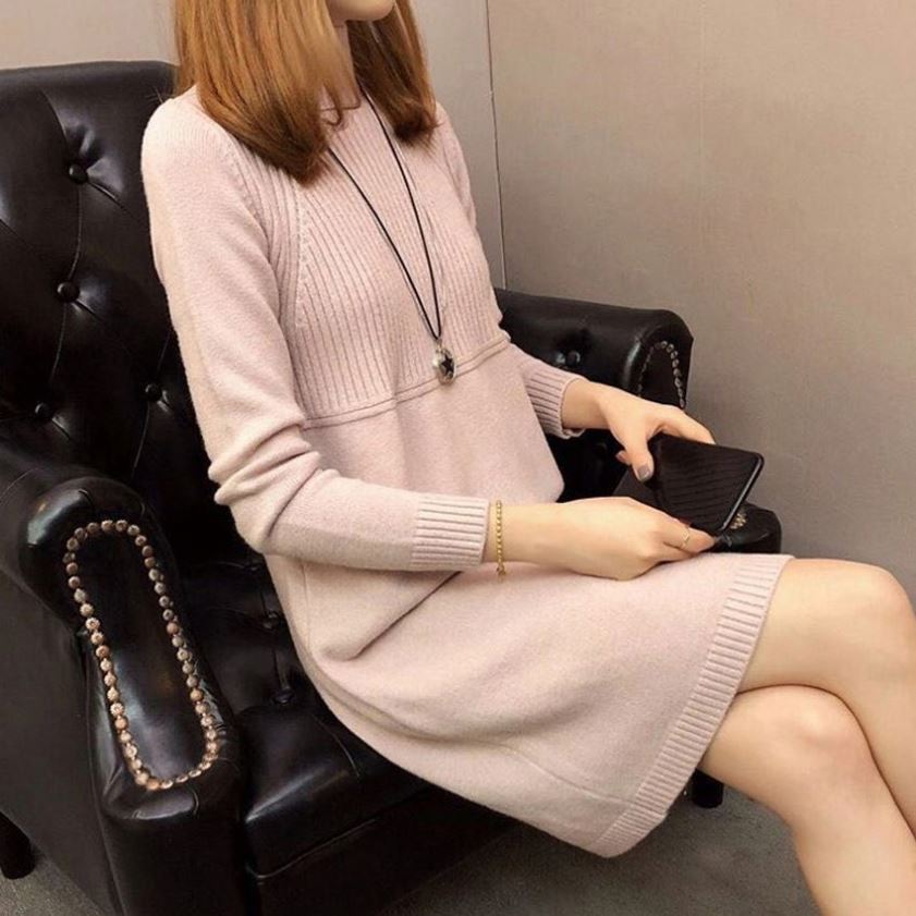 slim fit dress slacks Sweet rainbow gradient mink mid-length sweater dress Korean style ins  Lee  Nhi Boutique